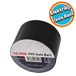 Elektrikçi Bandı İzolasyon Siyah İzole Elektirik Kablo Bant Bandı Pvc 0.13 Mm Kalınlık 50 Mm Geniş 25 Metre