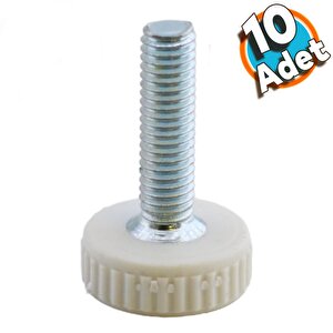 Bingo Rotil Ayak M6 Civatalı Mm Beyaz Profil Yükseltme Ayağı 2.5 Cm (10 Adet)