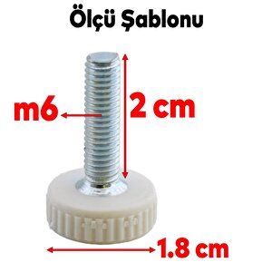 Bingo Rotil Ayak M6 Civatalı Mm Beyaz Profil Yükseltme Ayağı 2.5 Cm (10 Adet)