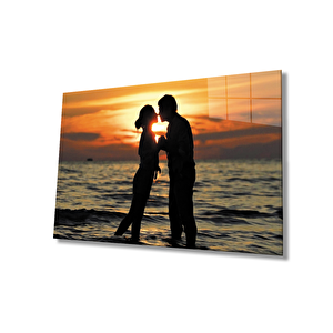 Gün Batımında Sevgililer Cam Tablo 50x70 cm