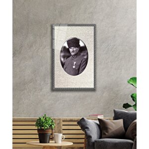 Çerçeveli Atatürk Cam Tablo 36x23 cm