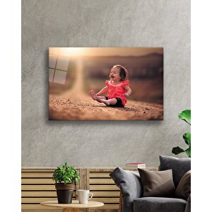 Gün Batımında Güzel Çocuk Cam Tablo 36x23 cm