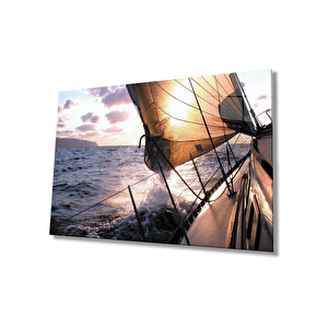 Gün Batımında Yelken Cam Tablo Sunset Sail Table 50x70 cm