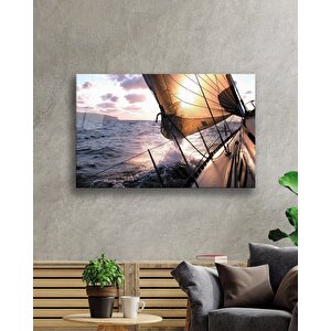 Gün Batımında Yelken Cam Tablo Sunset Sail Table 110x70 cm