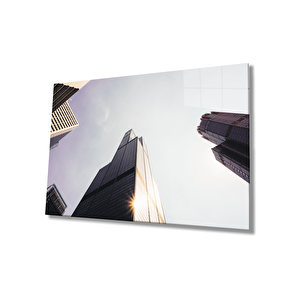Geometrik Bina Cam Tablo 110x70 cm