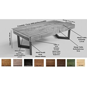Doi Prizma Ayak Masif Ahşap Sehpa 130 cm