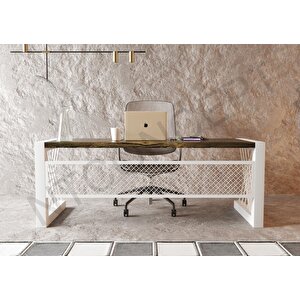 Alfa Eskitme Siyah Renk Masif Ağaç Ofis Ve Çalışma Masası 100x230 cm