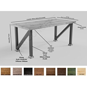 Bue Doğal Ahşap Yemek Masası 100x240 cm