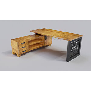 Bell Doğal Ahşap Modüllü Ofis Masası 85x200 cm