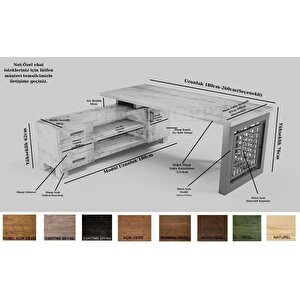 Bell Doğal Ahşap Modüllü Ofis Masası 100x260 cm