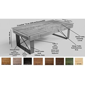 Doi Lama X Ayak Masif Ahşap Sehpa 180 cm