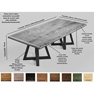 Riz Masif Ahşap Toplantı Masası 120x280 cm