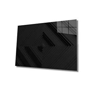 Siyah Geometrik Mimari Cam Tablo 90x60 cm