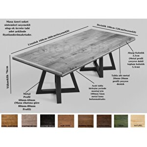 Riz Masif Ahşap Toplantı Masası 100x260 cm