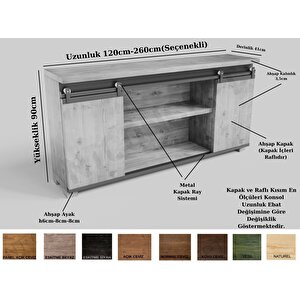 Pia Masif Ahşap Ray Kapak Konsol 160 cm