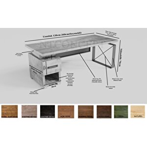 Kena Masif Ağaç Ofis Ve Çalışma Masası 85x230 cm