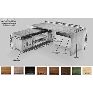 Enox Doğal Ahşap Modüllü Ofis Masası 100x220 cm