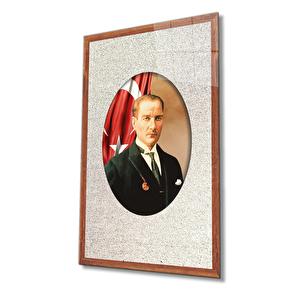 Çerçeveli Atatürk Cam Tablo 36x23 cm