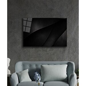 Siyah Geometrik Mimari Cam Tablo 90x60 cm