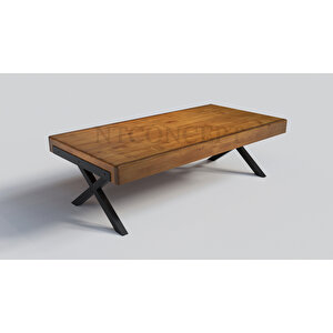 Doi X Ayak Masif Ahşap Sehpa 220 cm