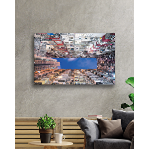 Geometrik Bina Cam Tablo 36x23 cm