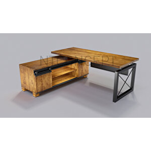 Rez Doğal Ahşap Modüllü Ofis Masası 85x200 cm