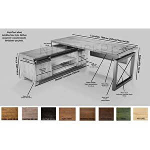 Rez Doğal Ahşap Modüllü Ofis Masası 85x200 cm