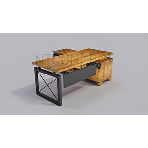 Rez Doğal Ahşap Modüllü Ofis Masası 100x220 cm