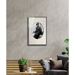 Çerçeveli Atatürk Cam Tablo 36x23 cm