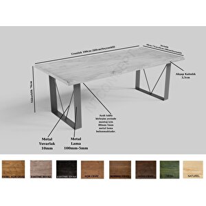 Blu Doğal Ahşap Yemek Masası 100x240 cm