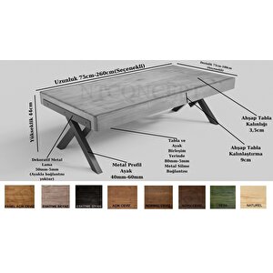 Doi V Ayak Masif Ahşap Sehpa 220 cm