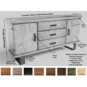 Ari Masif Ağaç Çekmeceli Kapaklı Konsol 200 cm