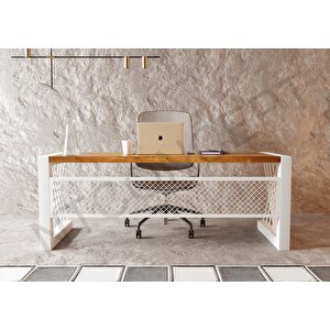 Alfa Açık Ceviz Renk Masif Ağaç Ofis Ve Çalışma Masası 85x190 cm