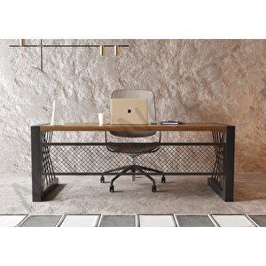 Alfa Normal Ceviz Renk Masif Ağaç Ofis Ve Çalışma Masası 100x220 cm