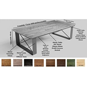 Kue Lama X Ayak Masif Ahşap Sehpa 260 cm