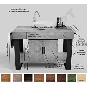 Miha Masif Ahşap Lavabo Dolabı Hilton - 70 Cm