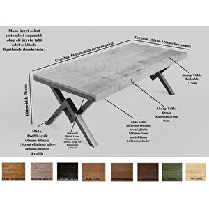 Piramit Masif Ahşap Toplantı Masası 85x260 cm