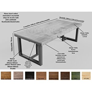 Kenna Masif Ahşap Toplantı Masası 100x260 cm