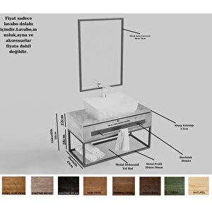 Artes Ayna Çerçeveli Masif Ahşap Lavabo Dolabı Hilton - 100 Cm