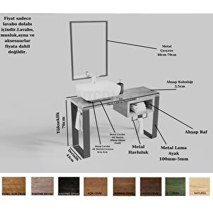 Mia Ayna Çerçeveli Masif Ahşap Lavabo Dolabı Hilton - 130 Cm