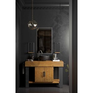 Arwen Ayna Çerçeveli Masif Ahşap Lavabo Dolabı Hilton - 80 Cm