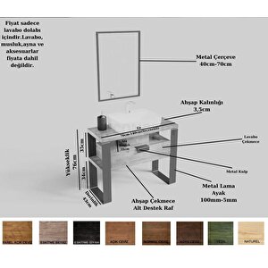 Mina Ayna Çerçeveli Masif Ahşap Lavabo Dolabı Hilton - 100 Cm