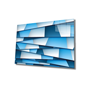 Blue Geometrik Mimari Cam Tablo 50x70 cm
