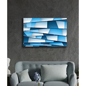 Blue Geometrik Mimari Cam Tablo 50x70 cm