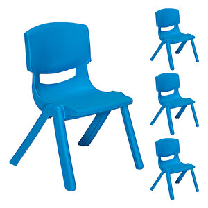 Junior 4 Adet Ergonomik Konforlu Anaokulu Kreş Çocuk Sandalyesi - Mavi