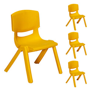 Junior 4 Adet Ergonomik Konforlu Anaokulu Kreş Çocuk Sandalyesi - Sarı