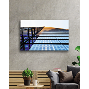 Cam Kaplı Geometrik Bina Cam Tablo 50x70 cm