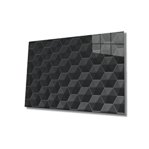 Siyah Geometrik Mimari Cam Tablo 36x23 cm