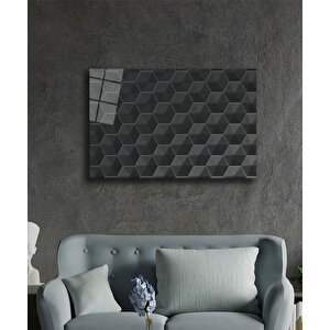 Siyah Geometrik Mimari Cam Tablo 36x23 cm