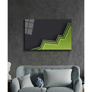 Yeşil Siyah Geometrik Mimari Cam Tablo 36x23 cm